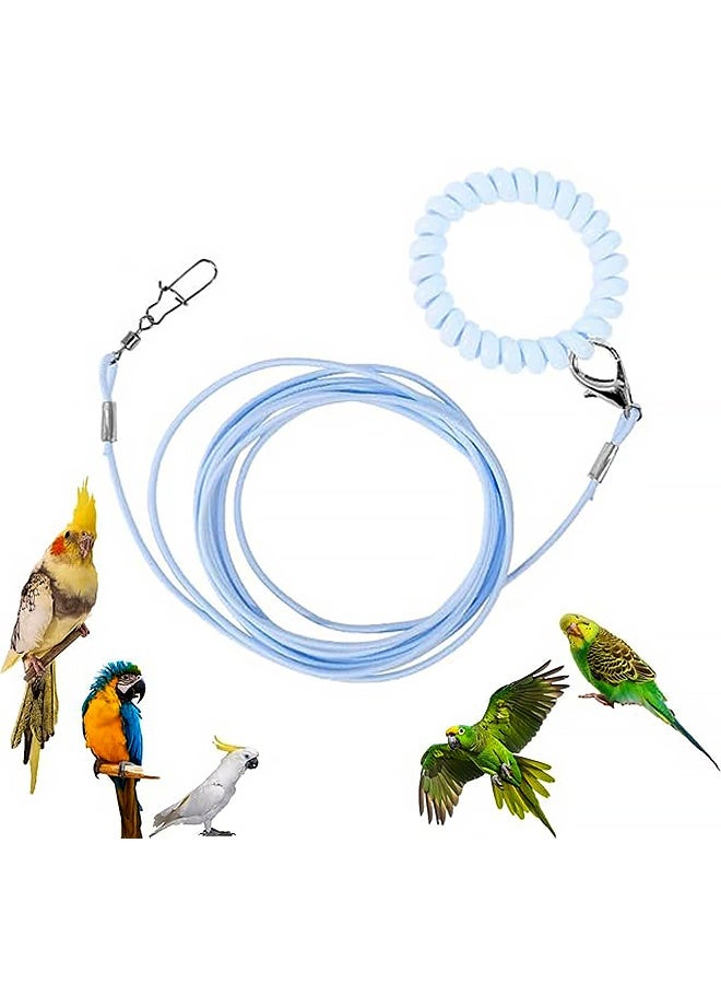 حبل تدريب الطيور، حبل طيران قابل للتعديل للببغاء، حبل جرّ طيران عالمي، أداة متينة للرحلات، لعبة تدريب خارجية للطيور، الببغاء، الكوكاتيل، الببغاء الصغير، اللوري، حبل طيران مرن بطول 3 أمتار، حلقة قدم رقم 6، أزرق - Image 1